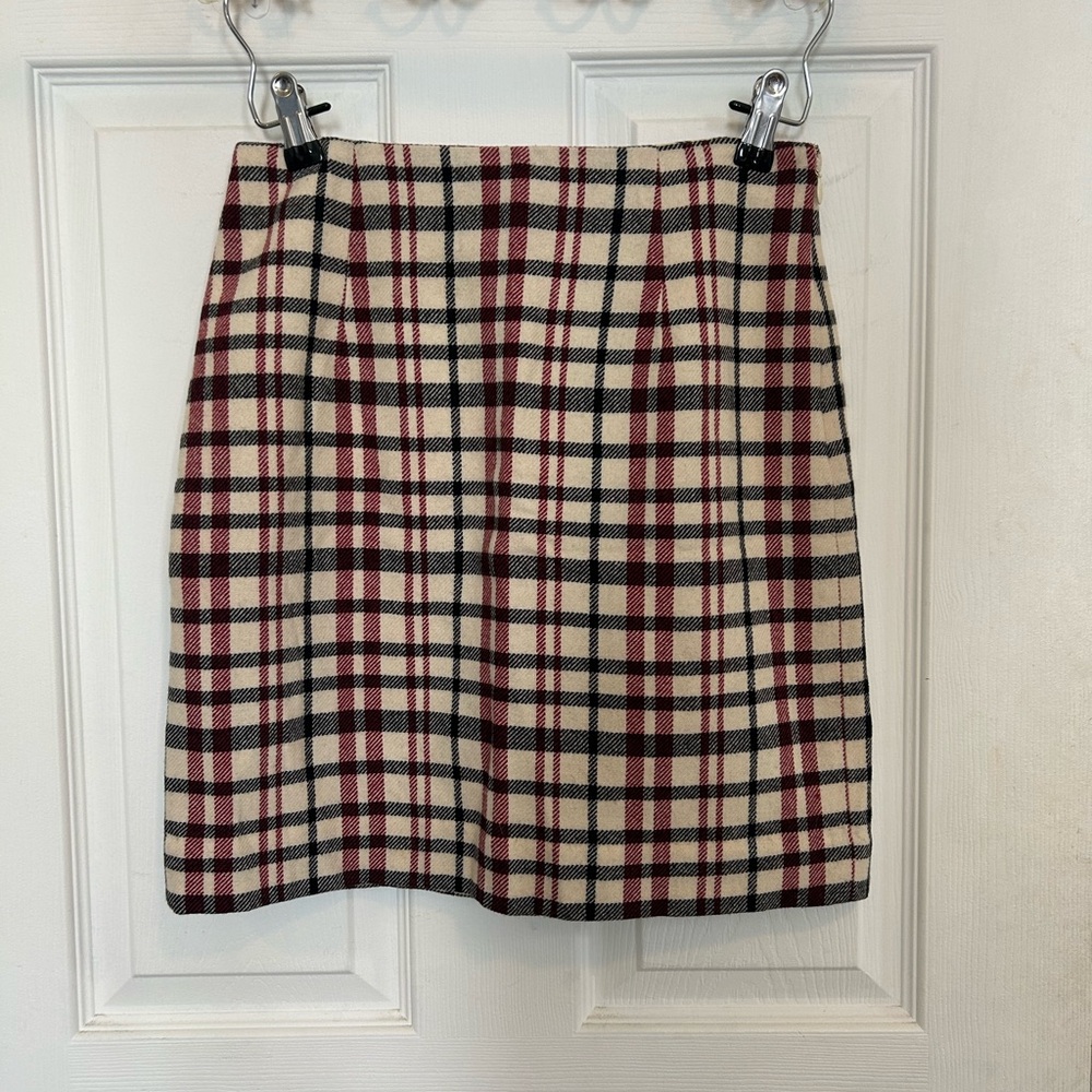 Ann Taylor Cream and Black Pencil Mini Skirt